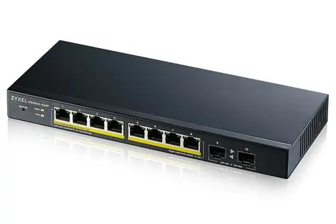ZyXEL GS1900-10HP v2 / 10-Port Switch / 8x GbE RJ-45 / 2x GbE SFP / PoE 802.3at / QoS / VLAN