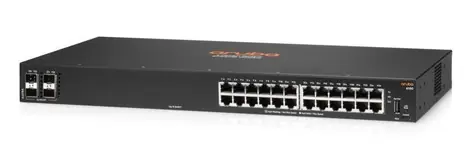Aruba 6100 24G 4SFP+ / Switch / 24x Gigabit RJ45 port / 4x 10Gigabit SFP+ port / 128 Gbs / 95.2 Mpps