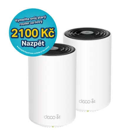 TP-Link Deco XE75 Pro(2-pack) / WiFi 6 systém MESH AXE5400 / Tri-band / 2.4GHz - 574Mbps / 5GHz - 2402Mbps / 6GHz - 240