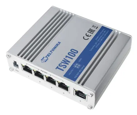 Teltonika TSW100 / průmyslový Switch / 5-Port / 1000 Mbps / PoE 120 W