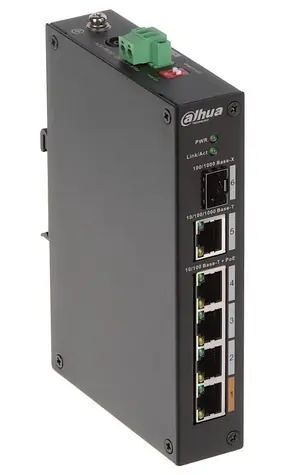 Dahua PFS3106-4ET-60-V2 / Switch / 1000Mbps / 5x RJ-45 / 1x SFP / PoE