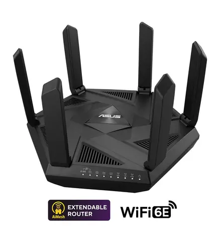 ASUS RT-AXE7800 / WiFi Router AXE7800 / 2.4GHz 574 Mbps / 5GHz 4804 Mbps / 6GHz 2402 Mbps / WAN + 4x LAN / USB 3.2
