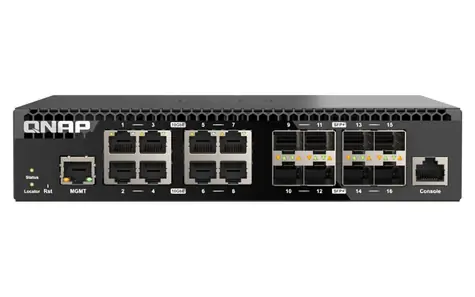 QNAP QSW-M3216R-8S8T / Řízený switch / 8x 10GbE RJ45 / 8x 10GbE SFP+