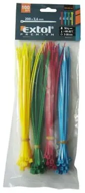 Extol stahovací pásky 2.5mm x 100mm / žlutá, zelená, červená, modrá po 25ks / 100ks