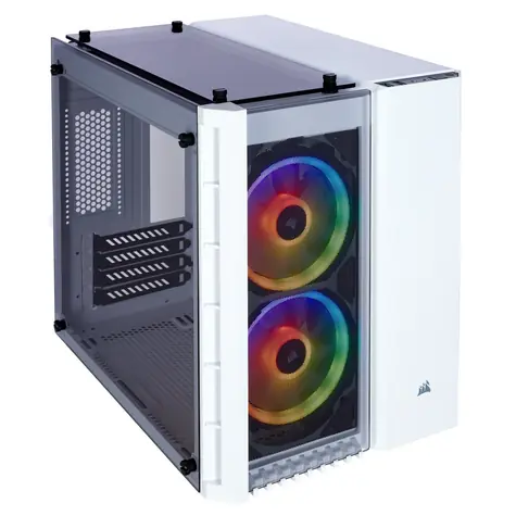 Corsair Crystal Series 280X RGB bílá / Micro ATX / 2x USB 3.0 / 2x 120 mm ventilátory / Průhledná bočnice / Tvrzené sklo