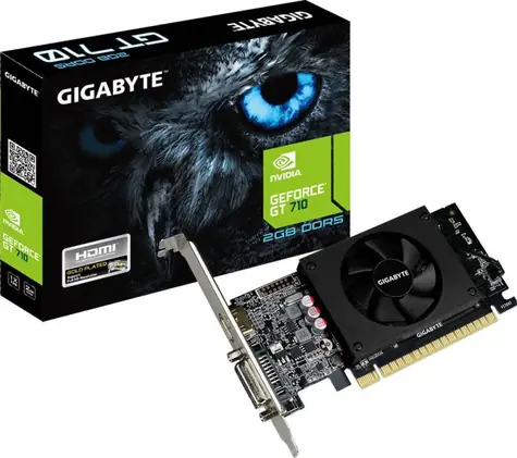 GIGABYTE GV N710D5 2GL / GeForce GT710 954 MHz / 2GB DDR5 / 64bit / PCIe x8 / DVI+HDMI / 19W