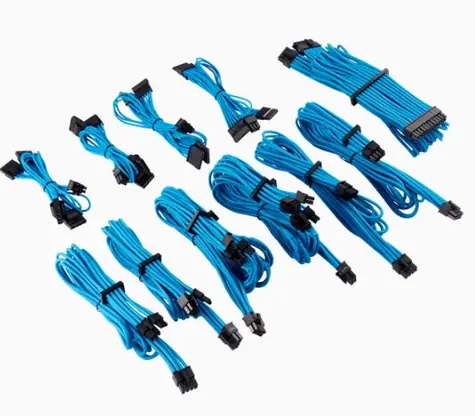 Corsair Premium Pro Sleeved PSU kabely (Gen 4) modrá / textilní opletení / určeno pro modulární PSU