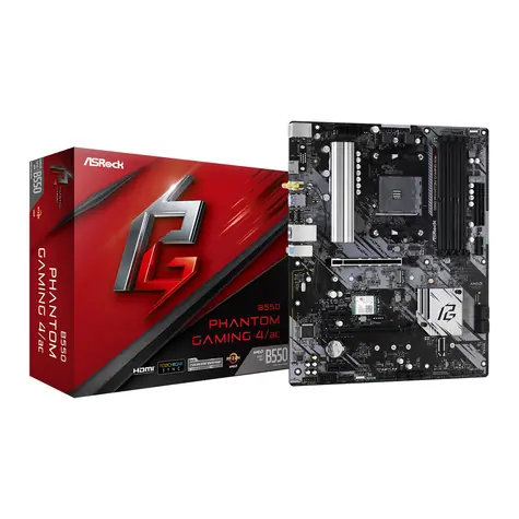 ASRock B550 PHANTOM GAMING 4 ac / AMD B550 / DDR4 / SATA III RAID / USB / GLAN / M.2 / sc.AM4 / Wi-Fi / ATX