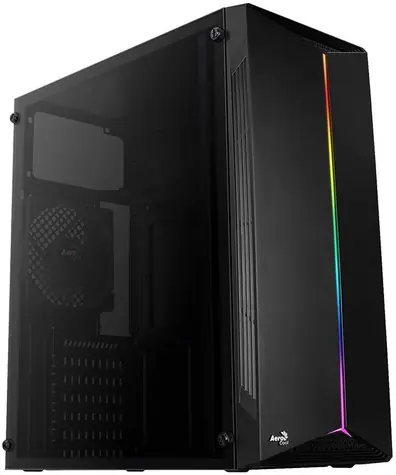 AeroCool Split černá / PC skříň / 2x USB 2.0 & 1x USB 3.0 / Bez zdroje / průhledná bočnice