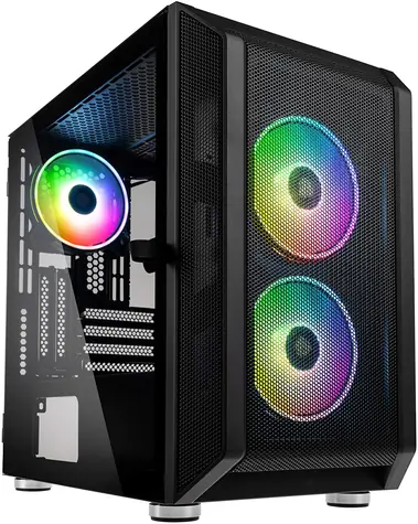 Kolink Citadel MESH RGB černá / M-ATX / 2xUSB 3.0 + 1xUSB 2.0 / 3x120 mm ARGB / bez zdroje / průhledná bočnice