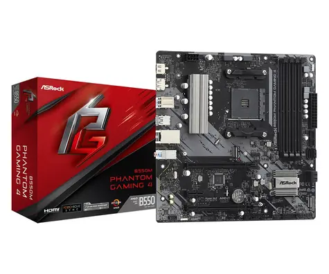 ASRock B550M PHANTOM GAMING 4 / AMD B550 / DDR4 / SATA III RAID / USB / GLAN / M.2 / sc.AM4 / m-ATX