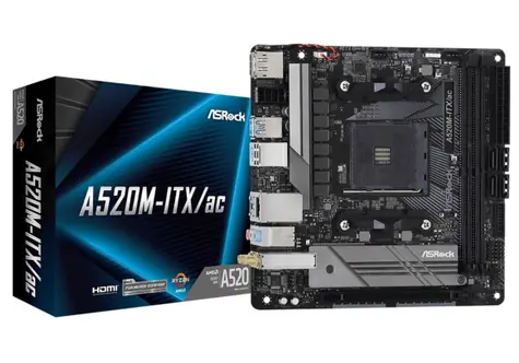 ASRock A520M-ITX AC / AMD A520 / DDR4 / SATA III RAID / USB / GLAN / M.2 / Wi-Fi / sc.AM4 / mini-ITX