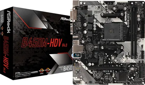 ASRock B450M-HDV R4.0 / AMD B450 / DDR4 /  SATA III RAID / USB / GLAN / M.2 / sc.AM4 / mATX