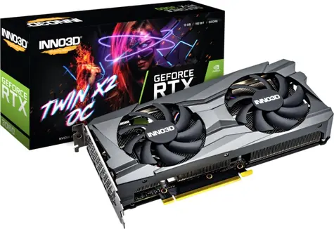 Inno3D RTX 3060 TWIN X2 OC LHR / 1320-1792MHz / 12GB GDDR6 / 192-bit / 1x HDMI+3x DP / 170W (8)