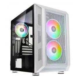 Kolink Citadel MESH RGB bílá / M-ATX / 2xUSB 3.0 + 1xUSB 2.0 / 3x120 mm ARGB / bez zdroje / průhledná bočnice