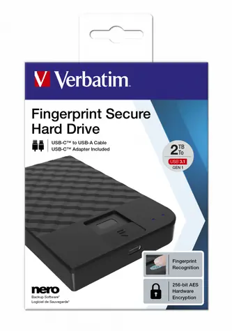 Verbatim Fingerprint Secure HDD 2TB černá / Externí HDD / 2.5