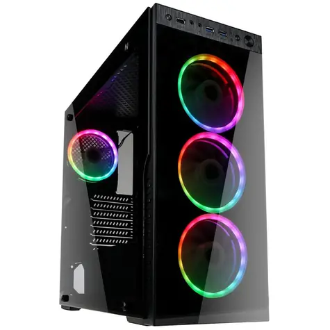 Kolink Horizon RGB černá / ATX / 2xUSB 3.0 + 1xUSB 2.0 / 4x 120 mm / bez zdroje / průhledná bočnice / Tvrzené sklo