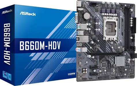 ASRock B660M-HDV / B660 / LGA 1700 / 4x DDR4 / PCIEx16 / 1x GLAN / mATX