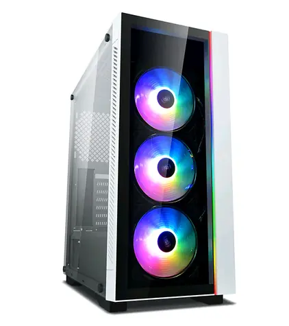 DEEPCOOL MATREXX 55 V3 ADD-RGB WH 3F bílá / E-ATX / 2xUSB 2.0 + 1xUSB 3.0 / 3x 120 mm / bez zdroje / průhledná bočnice 