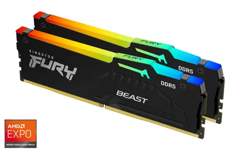 Kingston Fury Beast RGB 32GB (2x16GB) DDR5 5200MHz EXPO / CL36 / DIMM / On-Die ECC / XMP 3.0 / EXPO 1.0 / RGB / 1.25V