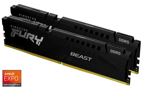 Kingston Fury Beast Black 32GB (2x16GB) DDR5 6000MHz EXPO / CL36 / DIMM / On-Die ECC / XMP 3.0 / EXPO 1.0 / 1.35V