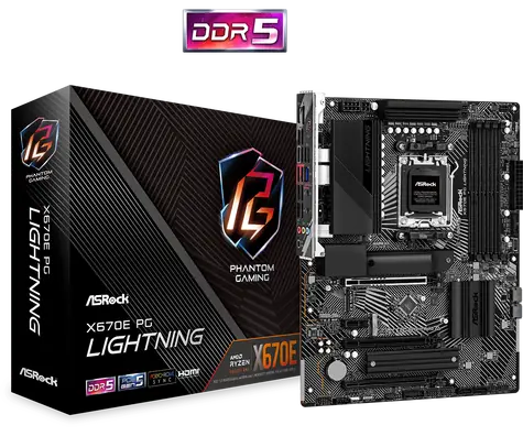 ASRock X670E PG Lightning / AMD X670 / DDR5 / SATA III RAID / USB / GLAN / M.2 / sc.AM5 / ATX