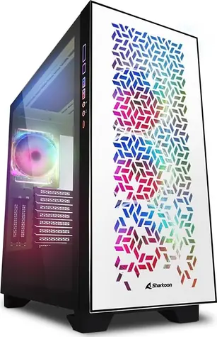 Sharkoon ELITE SHARK CA300H bílá / RGB / ATX / 4x 120mm / bez zdroje / průhledná bočnice