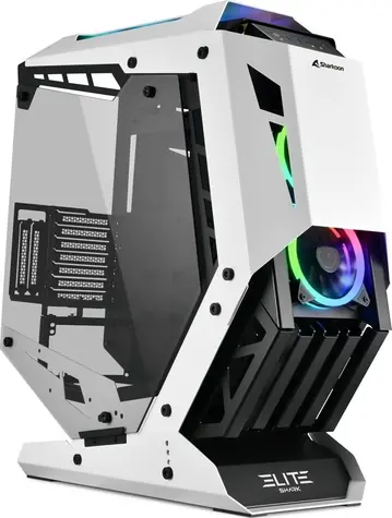 Sharkoon ELITE SHARK CA700 černo-bílá / ATX / RGB / bez zdroje / 2x 120mm / průhledná bočnice