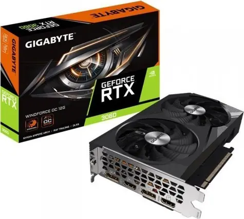 GIGABYTE RTX 3060 WINDFORCE OC / 1792MHz / 12GB GDDR6 / 192-bit / 2x HDMI+2x DP / (8)