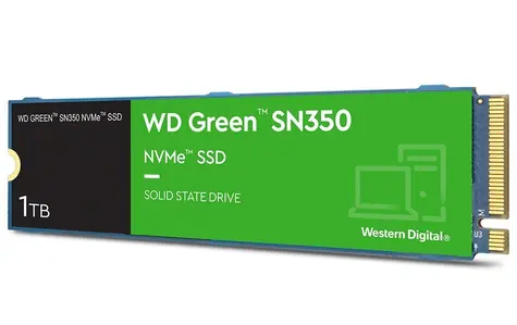 WD Green SN350 1TB / M.2 SSD 2280 / PCIe Gen3 x4 / QLC / R: 3200MBps / W: 2500 MBps / 3y