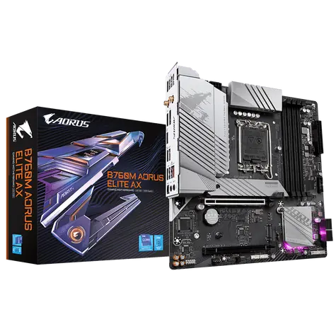 GIGABYTE B760M AORUS ELITE AX / B760 / LGA 1700 / 4x DDR5 / PCIEx16 / 1x 2.5GLAN / Wi-Fi / mATX