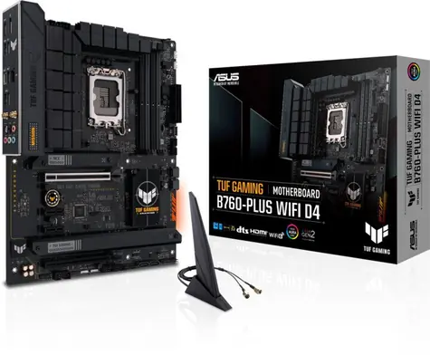 ASUS TUF GAMING B760-PLUS WIFI D4 / B760 / LGA 1700 / 4x DDR4 / PCIEx16 / 1x 2.5GLAN / Wi-Fi / ATX