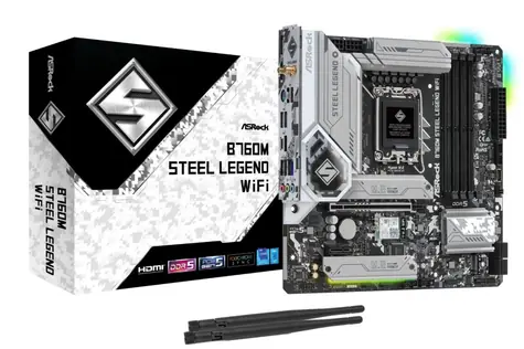 ASRock B760M STEEL LEGEND WIFI / B760 / LGA 1700 / 4x DDR5 / PCIEx16 / 1x 2.5GLAN / mATX