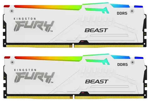 Kingston Fury Beast White RGB 32GB (2x16GB) DDR5 5600MHz EXPO / CL36 / DIMM / On-Die ECC / EXPO / XMP / 1.25V
