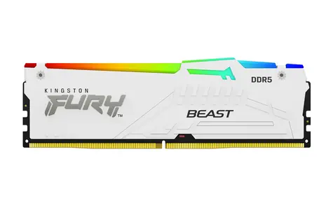 Kingston Fury Beast White RGB 16GB (1x16GB) DDR5 5600MHz / CL40 / DIMM / On-Die ECC / XMP / 1.25V