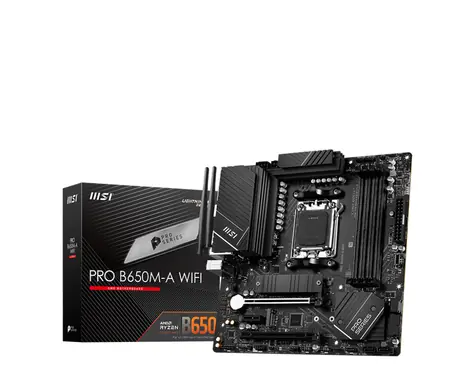 MSI PRO B650M-A WIFI / B650 / AM5 / 4x DDR5 / PCIEx16 / 1x 2.5GLAN / mATX