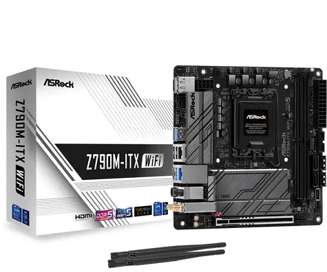ASRock Z790M-ITX Wifi / Z790 / LGA 1700 / 2x DDR5 / PCIEx16 / 1x 2.5GLAN / Mini-ITX