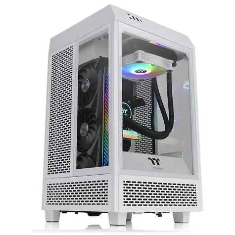 Thermaltake The Tower 100 Snow / Mini ATX / 1x USB C 3.2 / 2x USB 3.0 / Bez zdroje / průhledná bočnice