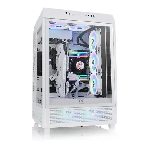 Thermaltake The Tower 500 Snow White / E-ATX / 1x USB 3.2 / 4x USB 3.0 / Bez zdroje / průhledná bočnice