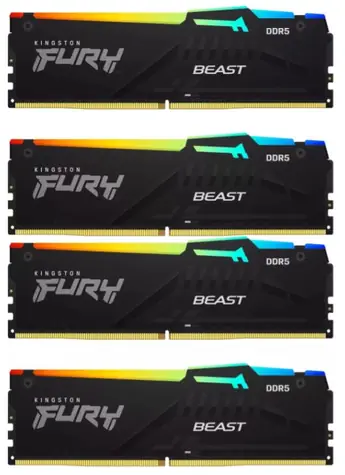 Kingston Fury Beast Black RGB 64GB (4x16GB) DDR5 6000MHz / CL40 / DIMM / XMP