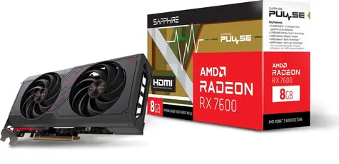 Sapphire PULSE RX 7600 GAMING OC 8G / 2755 MHz / 8GB D6 / 128-bit / 1x HDMI + 3x DP / 185W (8)