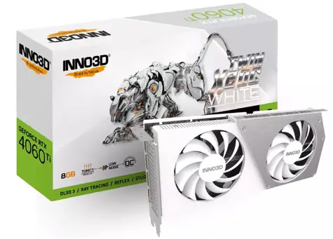 INNO3D GeForce RTX 4060 Ti Twin X2 OC White 8GB / 2310 - 2565 MHz / 8GB GDDR6 / 128bit / 1x HDMI+3x DP / 160W (8)
