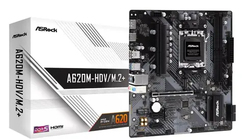 ASRock A620M-HDV/M.2+ / AMD A620 / DDR5 / SATA III / USB / GLAN / M.2 / sc. AM5 / mATX