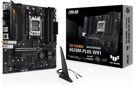 ASUS TUF GAMING A620M-PLUS WIFI / AMD A620 / DDR5 / SATA III RAID / USB / 2.5GLAN / M.2 / sc.AM5 / m-ATX