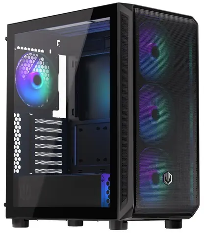Endorfy Arx 500 ARGB černá / Mid tower / ATX / 5x 140mm / 2x USB-A + USB-C / mesh / průhledná bočnice / bez zdroje 