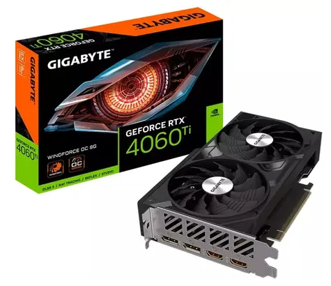 GIGABYTE GeForce RTX 4060 Ti WINDFORCE 8GB OC / 2535 - 2550MHz / 8GB GDDR6X / 128bit / 2x HDMI+2x DP 