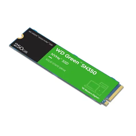 WD Green SN350 M.2 NVMe 250GB / M.2 80mm / PCIe 3.0 x4 / TLC / R: 2400MBs / W: 1500MBs / IOPS: 300K 300K / MTBF 1mh / 3R