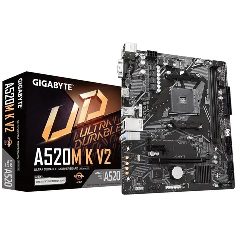 GIGABYTE A520M K V2 / A520 / AM4 / 2x DDR4 / 4x SATA III RAID / 6x USB / 1x PCIE x16 / 1x GLAN / 1x M.2 / mATX