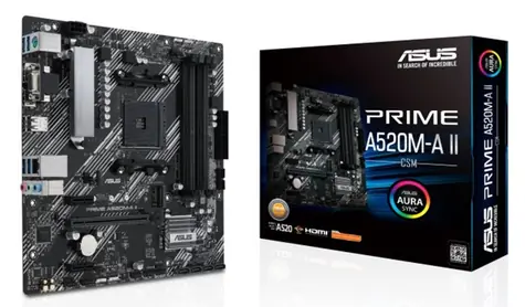 ASUS PRIME A520M-A II (CSM) / A520 / AM4 / 4x DDR4 / 1x PCIEx16 / 1x GLAN / mATX