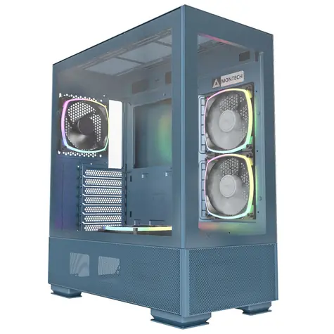 Montech Sky Two modrá / ATX / 2x USBA + 1x USBC / 4x 120mm / bez zdroje / průhledná bočnice